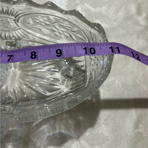 Vintage Crystal Lead Frosted and Clear Oval Bowl - Picture 9 of 11